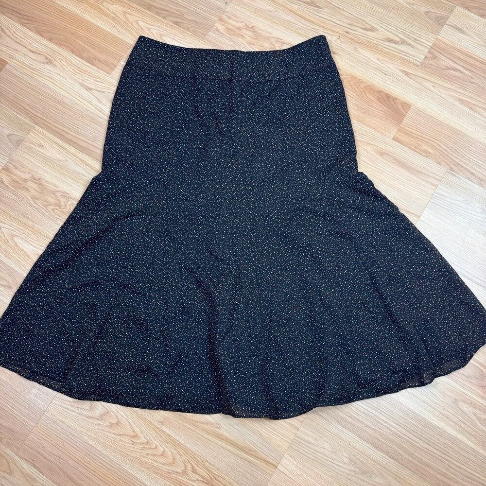 Studio by Liz Claiborne Petite 16 Skirt Polka Dot Black Red Brown Fall Flared